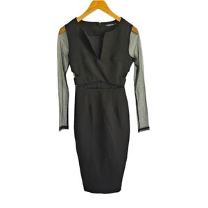Mossman Black Mesh Cutout Bodycon Dress